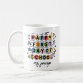 Froher erster Schultag personalisierter Name Kaffeetasse (Links)