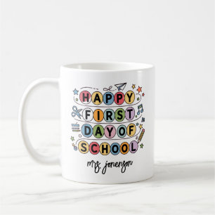 Froher erster Schultag personalisierter Name Kaffeetasse