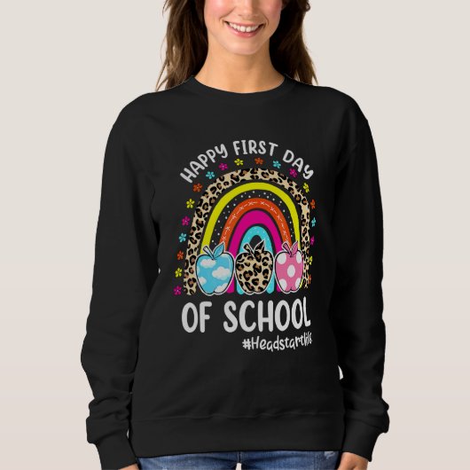 Froher erster Schultag Regenbogen Apfel Headstart Sweatshirt (Vorderseite)