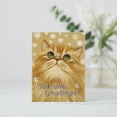 Froher Festtage Cat & Snow - Postkarte (Stehend Vorderseite)