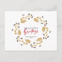 Froher Festtage Gold Wreath Holiday Postkarte