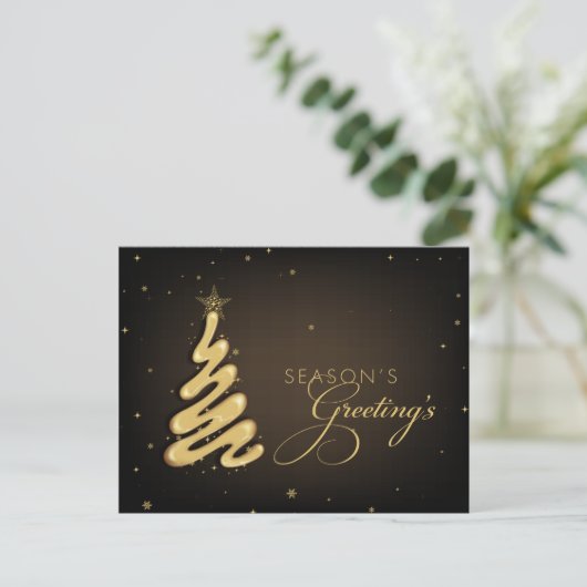 Froher Festtage Goldener Weihnachtsbaum Postkarte (Stehend Vorderseite)