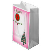 Froher Festtage Holly Christmas Tree Pink Kleine Geschenktüte (Vorderseite Schrägansicht)