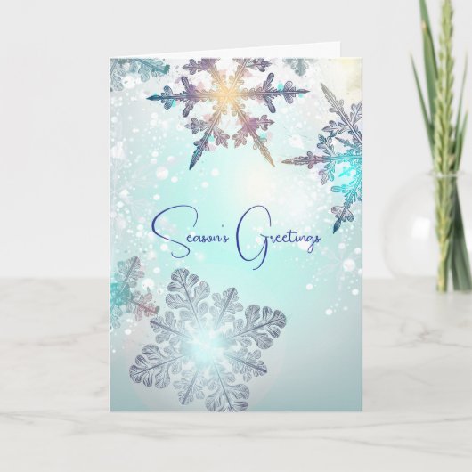 Froher Festtage Ice Blue Snowflake Dankeskarte (Vorderseite)