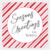 Froher Festtage Peppermint Weihnachten Quadratischer Aufkleber (Vorderseite)