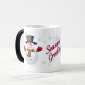 Froher Festtage Snowman Morphing Tasse (Vorderseite Links)