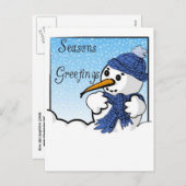 Froher Festtage Snowman Postcard Feiertagspostkarte (Vorne/Hinten)