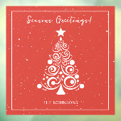 Froher Festtage Weißer Weihnachtsbaum auf Rot Fensteraufkleber (Blatt 3)