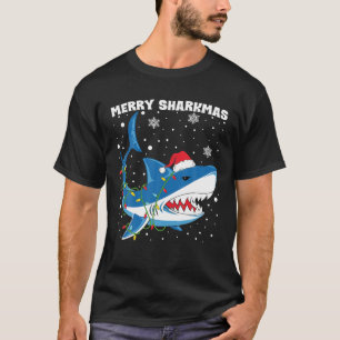 Froher Haifrohe Weihnachten Hai Santa Weihnachtsli T-Shirt