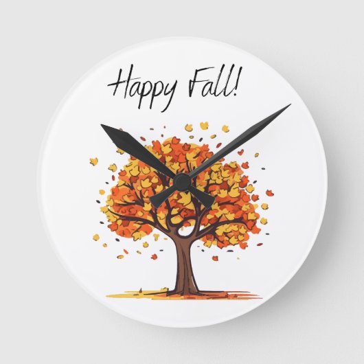 Froher Herbst! Runde Wanduhr (Vorderseite)