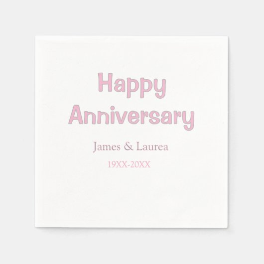 Froher Hochzeitstag Name Datum Jahr rosa grau Serviette (Vorderseite)