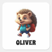 Froher Igel 2 Quadratischer Aufkleber (Vorderseite)