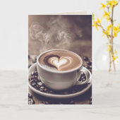 Froher Kaffee zum Geburtstag mit Herz Karte (Gelbe Blume)