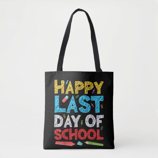 Froher letzter Schultag Junge Mädchen Schüler Leh Tasche (Vorderseite)