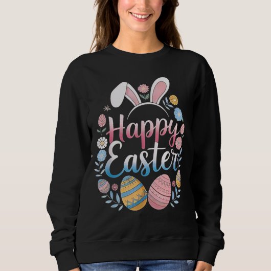 Froher Osthase Frühling Ostern Ei Ostern Sweatshirt (Vorderseite)