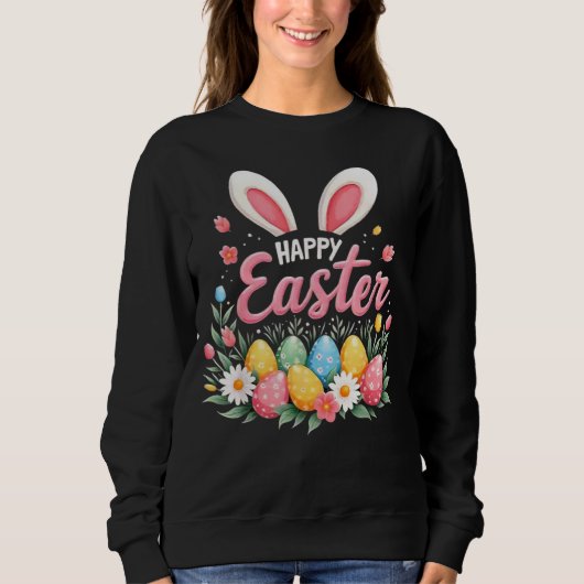 Froher Osthase Frühling Ostern Ei Ostern Sweatshirt (Vorderseite)