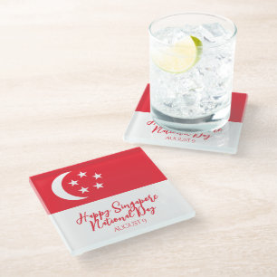 Froher singapurischer Nationalfeiertag Singapur-Fl Glasuntersetzer