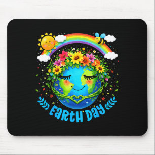 Froher Tag der Erde süße Erde Blumenkrone Regenbog Mousepad