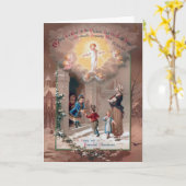 Froher Tidings-religiöse viktorianische Karte (Gelbe Blume)