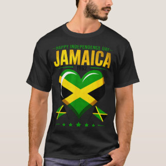 Froher Unabhängigkeitstag Jamaika 1962 Herz Flagge T-Shirt