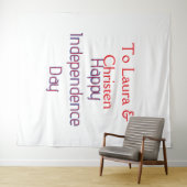 Froher Unabhängigkeitstag rot blau Name Datum einf Wandteppich (Beispiel (Horizontal))