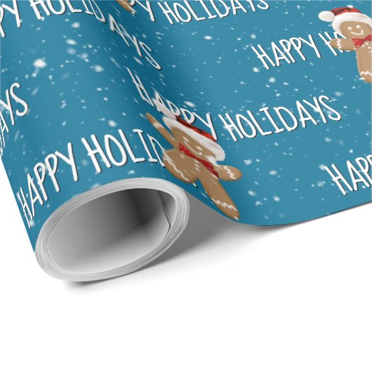 Froher Urlaub Text mit Lebkuchen Männer Geschenkpapier (Rolleneckpunkt)