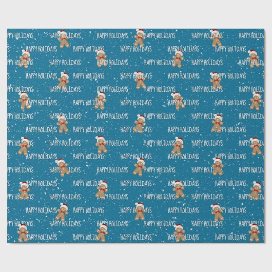 Froher Urlaub Text mit Lebkuchen Männer Geschenkpapier (Flach)