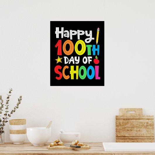 Frohes 100. Schullehrer Rainbow Poster (Küche)