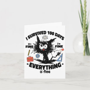 Frohes 100. Schultag Funny Black Cat 100 Tage Karte