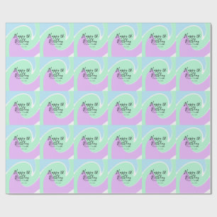 Frohes 1. Geburtstag pink grün blau Acryl Guss  Geschenkpapier