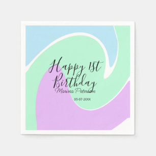 Frohes 1. Geburtstag pink grün blau Acryl Guss  Serviette
