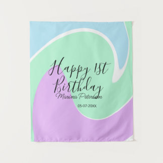 Frohes 1. Geburtstag pink grün blau Acryl Guss  Wandteppich