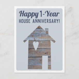 Frohes 1-Jahres-Haus-Jubiläumspostkarte Postkarte