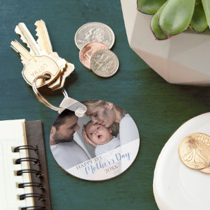 Frohes 1. Muttertag 2023 Baby Boy Foto Schlüsselanhänger