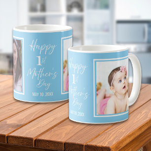 Frohes 1. Muttertag Baby Blau 2 Foto Collage   Kaffeetasse