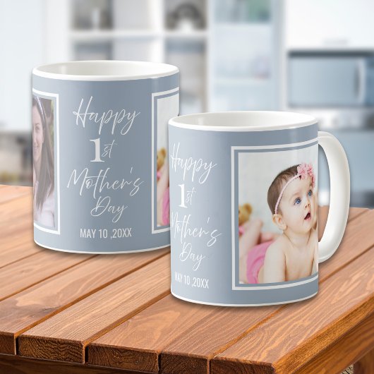 Frohes 1. Muttertag Dusty Blue 2 Foto   Kaffeetasse