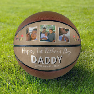 Frohes 1. Vatertag Daddy Andenken 3 Foto  Basketball