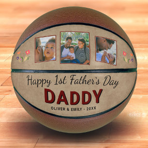 Frohes 1. Vatertag Daddy Andenken 3 Foto Basketball