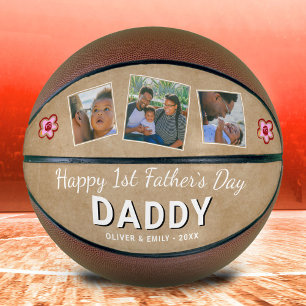 Frohes 1. Vatertag Daddy Erinnerungsstück 3 Foto Basketball