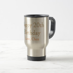 frohes 20. Geburtstag grün orange pastell Name Dat Reisebecher