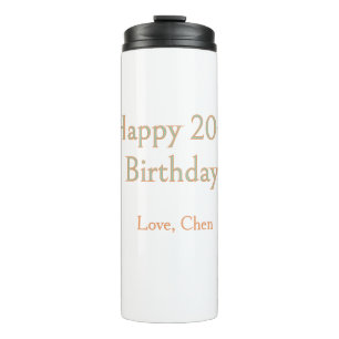 frohes 20. Geburtstag grün orange pastell Name Dat Thermosbecher