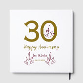 Frohes 30. Jubiläum Name Datum goldenes rotes Blat Gästebuch (Rückseite)