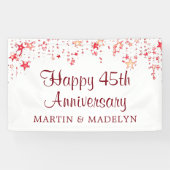 Frohes 45-jähriges Ruby Red Stars Banner (Horizontal)
