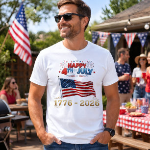 Frohes 4. Juli 1776–2026 Feuerwerk-Shirt T-Shirt