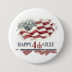 Frohes 4. Juli - Amerikanische Flagge im Vintage-D Button