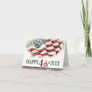 Frohes 4. Juli - Amerikanische Flagge im Vintage-D Dankeskarte
