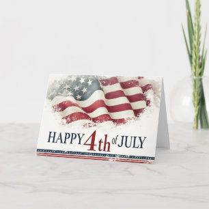Frohes 4. Juli - Amerikanische Flagge im Vintage-D Dankeskarte