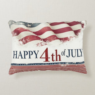 Frohes 4. Juli - Amerikanische Flagge im Vintage-D Dekokissen