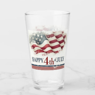 Frohes 4. Juli - Amerikanische Flagge im Vintage-D Glas
