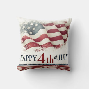 Frohes 4. Juli - Amerikanische Flagge im Vintage-D Kissen